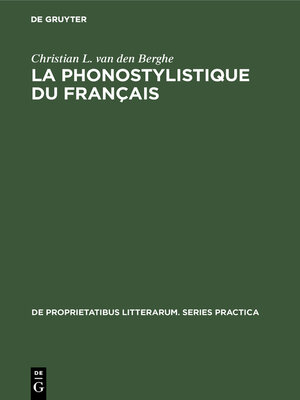 cover image of La phonostylistique du français